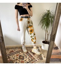 women's sunflower pattern trousers  HE1511-03-01