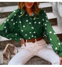 Retro printed polka dot shirt long sleeves HF0613-01-01