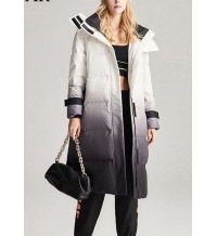 Unique White Black Gradient color lengthen Thick Winter Duck Down Jacket