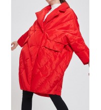 Classy Red Peter Pan Collar Button Duck Down Jacket Winter