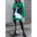 Cozy green print clothes For Women plus size clothing o neck knitwear